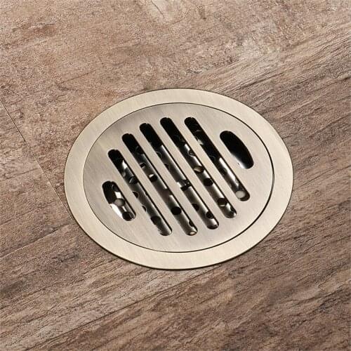 Copper floor drain, round mesh surface, antique floor drain, large flow bathroom, green bronze, odor-resistant floor drain