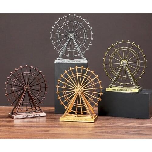 London Eye Ferris Wheel Model Nordic Retro Metal Home Decoration Creative Rotatable Ferris Wheel Office Desktop Bar Decoration