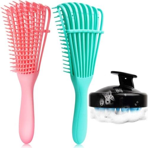 Detangling Brush Set Scalp Care Brush Hair Edge Control Brush Kinky Wavy Flex Hair Detangler Brush for Hair Textured