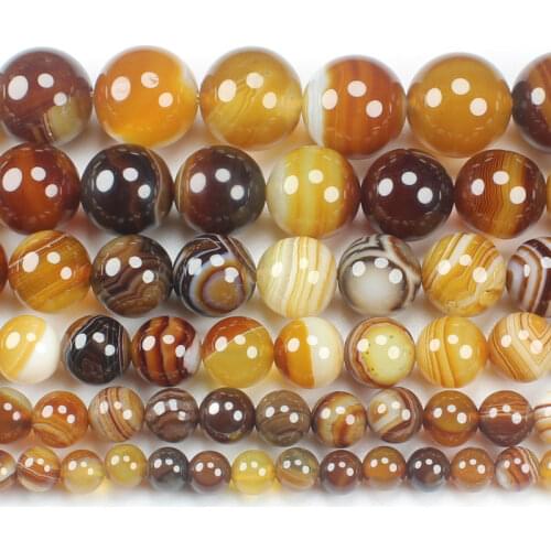 Natural Am-ber-Color Stripe Aga-tes 4-16mm Round Beads 15"/38cm, Wholesale For DIY Jewellery Free Shipping