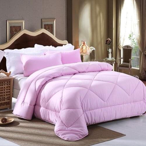 New Hot warm fashion comforters solid pink quilt twin full queen king bedding spring autumn soft duvet High Quality Home textile