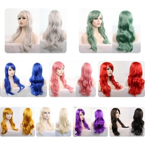 Cosplay Costume Wigs Natural Wave 28 Inches Long Heat Resistance Synthetic Eleven colors Available Hair Wig For Women