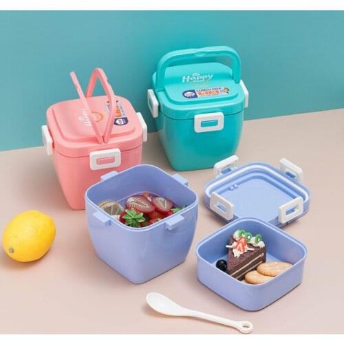 Portable Lunch Box High Capacity Leakproof Keep Fresh Food Container Double Layer Travel Hiking Office School Kids Bento Box