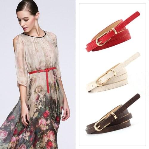Womens dress adornment belt pu leather thin belt Fashion casual Artificial leather waistband