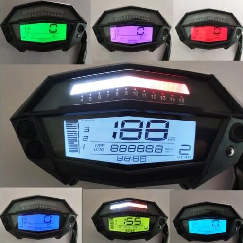 SAMDO Universal Motorcycle Speedometer 7 Color Light 199 KMH MPH 14000 RPM Odometer Tachometer