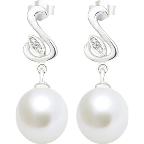 GNE1270 100% Fine 925 Sterling Silver Earring Beauty Fashion Pearls Crystal Drop Earrings Fashion Jewelry Fine Gift For Women