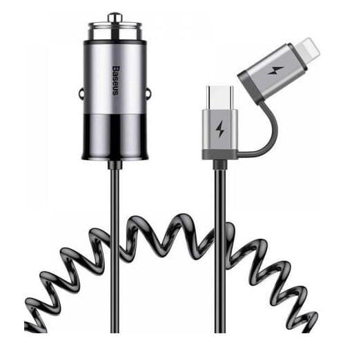 Baseus Enjoy Together Series for Apple iPhone Lightning and Type-C Car Charger-Gray