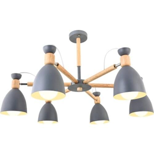 Nordic modern minimalist solid wood chandelier E27 220V kitchen living room bedroom apartment bedroom restaurant chandelier lamp