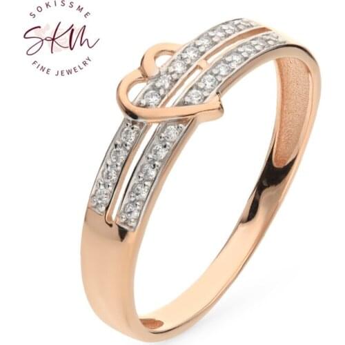 SKM 14K 18K Rose gold rings heart shape moissanite rings wedding rings designer Promise Luxury Fine Jewelry