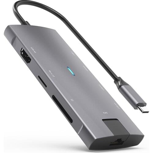 Type-c 8 in 1 docking USB3.0*3 SD/Micro SD Reader RJ45 1000M HDMI-compatible 4k Type-c recharge PD 60W