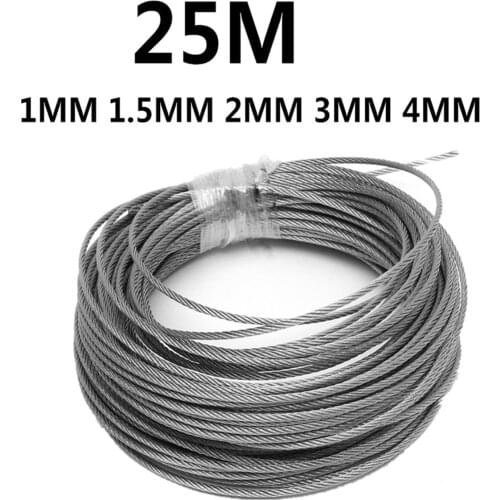 1M/ 5M/ 10M/15M/ 20M/25M Stainless Steel Wire Rope 7x7 Diameter 1/1.5/2mm Structure Cable Fishing Lifting Cable Clothesline