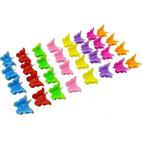 20pcs/lot Mixed Color Butterfly Hair Clips Childrens Small Clip Jelly Color Grip Claw Barrettes Mini Clamps Hair Accessories