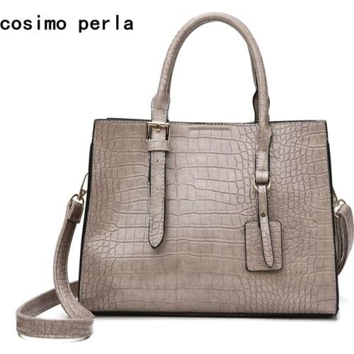 Fashion Designer Square Tote Handbags PU Leather Alligator Shoulder Bag Crossbody Bags for Women