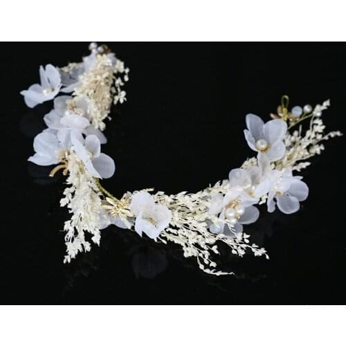 Women Girl Hair band White Flower Crown New Hay Wedding Bridal Diadem Floral Headband Tiara Hair Jewelry Accessories SL