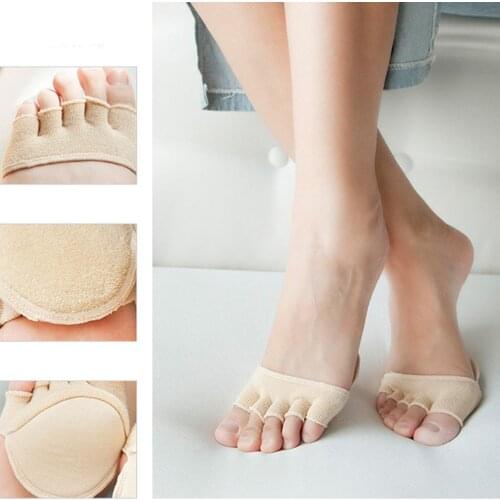 Women Five Fingers Socks Sponge Silicone Anti-slip Lining Sock heels Relief Massaging Pads Foot Care Insoles
