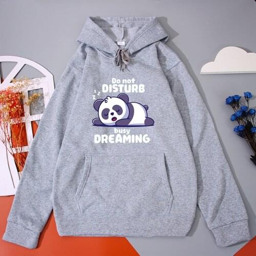 Womens Hoodies Cartoon Panda Graphic Sweatshirts Women Do Not Disturb Pullover Cute Ladies Hoodie Harajuku Women Streetwear