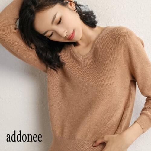 2018 New Design High Quality Autumn Winter Women Cashmere Wool Sweater Pullovers Warm Soft Loose V-Neck Fashion Casual Wild