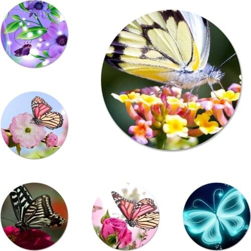 Flower Butterfly Icons Pins Badge Decoration Brooches Metal Badges For Clothes Backpack Decoration 58mm