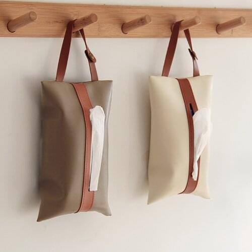 1PC Hangable Napkin Case Table Decoration Pu Leather Home Car Towel Tissue Papers Dispenser Holder House decoration