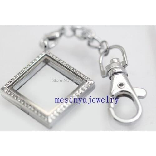 10 pcs Magnet crystal rhombus glass locket key rings keychains xmas gift mothers day present