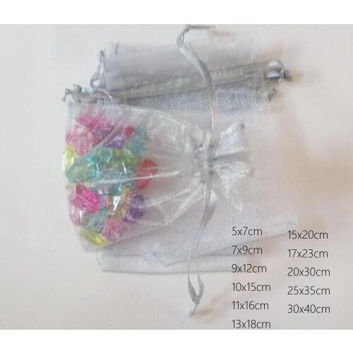 1000pcs Gray Gift Bags For Jewelry Bags And Packaging Organza Bag Drawstring Bag Wedding/Woman Travel Storage Display Pouches