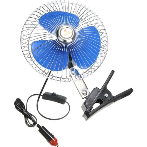 12V 25W Dashboard Oscillating Vehicle Car Van Truck Home Clip-On Fan Airflow For Off Road Equipment Boats Cooling Accessories