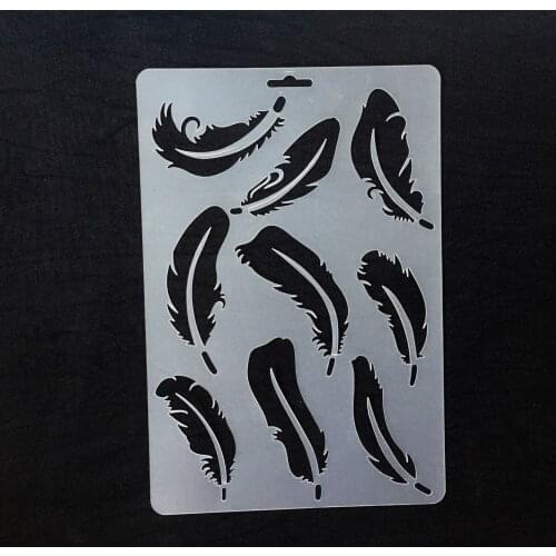 20 Pcs T21 Feather Paint Stencils Drawing Template Ruler Wholesale Plastic Stencils For Scrapbooking Hollow Drawing Diy Album