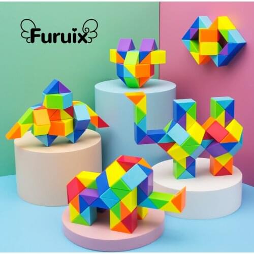 24 and 36 48 60 72 Segments Magic Rule Snake Multi-color 3d Puzzle Fidget Game Transformable Kid Puzzl Sensory Exercise Toys
