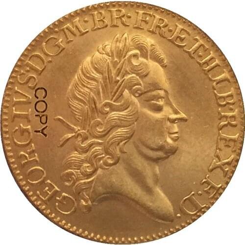 24 - K gold plated 1724 United Kingdom 1 Guinea - George I coins copy