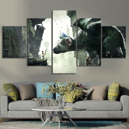 5 Panels HD Fantasy Art Cavnas Paintings The Last Guardian Video Games Art Wall Paintings Personality Creative Birthday Gift