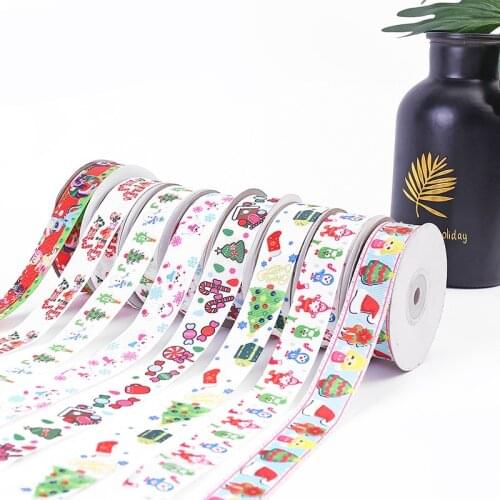 5yards/lot 25mm Christmas Ribbon for Crafts DIY Hairbow Accessories Gift Cards Packing Grosgrain Ribbons Party Wedding Wrapping