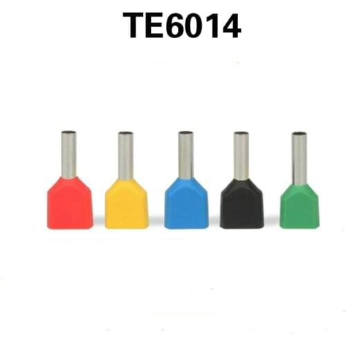 50PCS TE 6014 double wire tubular terminal Needle nose crimping terminal Cold pressed pre insulated terminal plug-in