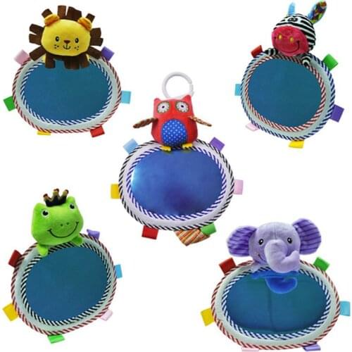 Car Baby Mirror For Kids Rear Facing Mirrors Nordic Baby Rattle Toys Wooden Beads Crib Wind Chimes Newborn Bed Hanging Toy