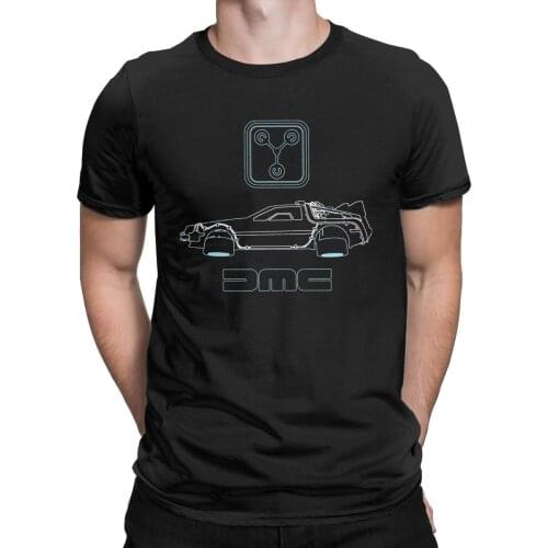 Back To The Future T-Shirts Men Delorean and Flux Capacitor Casual 100% Cotton Tees Round Neck Short Sleeve T Shirts