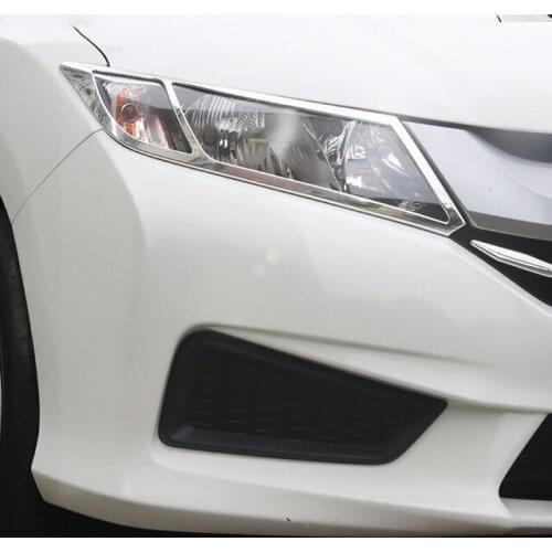 For City 2015 Car Headlamps Cover Cover Trim Accessories ABS Car Styling 2pcs Chrome for Honda Chromium Styling