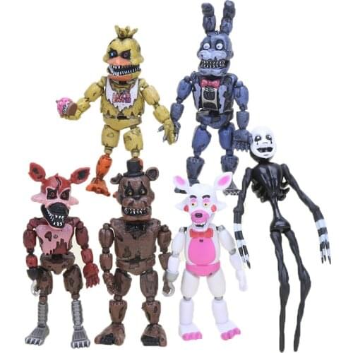 6Pcs/set Five Nights At Freddys Action Figures Lightening Movable joints Foxy Freddy Chica Figures PVC model Toys