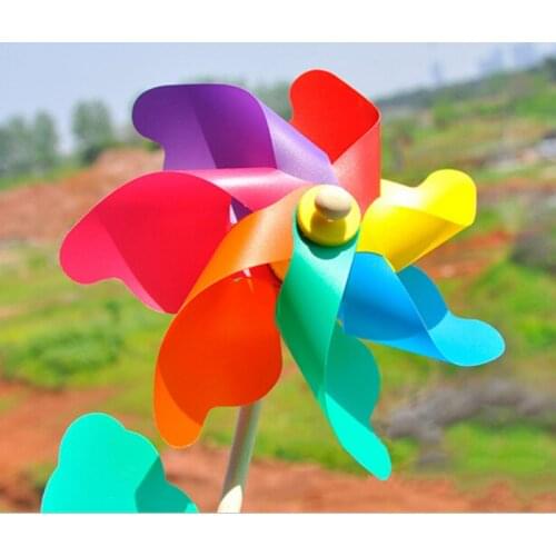 Classic Toys solids multicolors Wind Spinner Whirligig Garden toy Windmill plastic windmill Toy children 18cm*45cm Party Decor