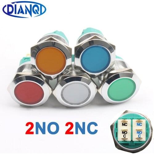 DIANQI 22mm push button switch big lens without LED 2NO 2NC press buttons momentary latching reset locking 22DM.F.6K No light