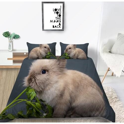 King Size Bedding Set Rabbit Cute Comfortable 3D High End Duvet Cover Pet Queen Twin Full Single Double Unique Design Bed Set