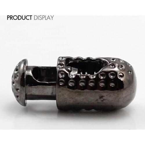 Metal Black Gun Stopper Toggle Buckle Rope Clamp Cord Locks Drawstring Stops Button Fasteners Sewing Supplies 100piece/NK147