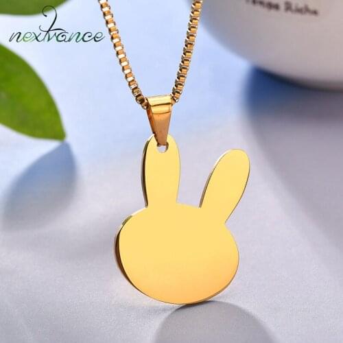 Nextvance Fashion Customized Necklace Engraved Name Letter Necklaces Rabbit Pendant Keepsake For Women Children Girlfriend Gift