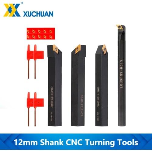Turning Tool Holder Set 4pcs Boring Bar Tool Holder Carbide Insert Blades 12mm Shank Lathe Turning Tools
