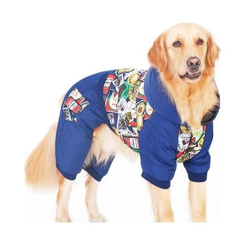 2017 new large dogs fashion printed tracksuit clothes big dog autumn winter jumpsuit pet overcoat clothing jacket 1pcs