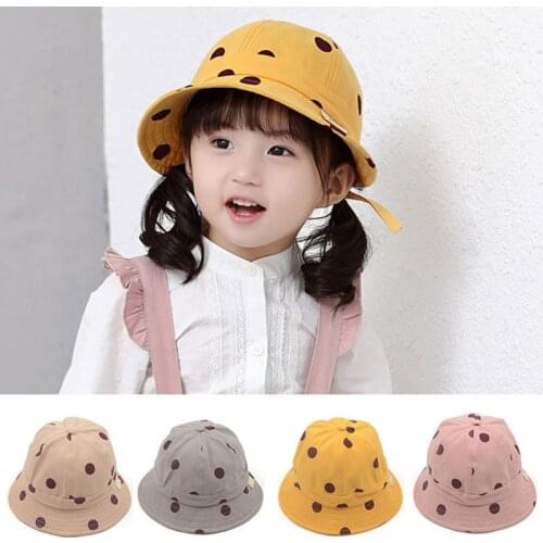 Cute Baby Hat Dot Printed Infant Bucket Hat Summer Boys Girls Adjustable Panama Cap Kids Outdoor Beach Brim Sun Hat