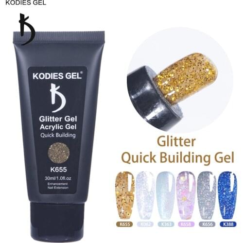 KODIES GEL 2021 NEW Poly Nail Gel 30ml Glitter Holographic Jelly Crystal Acrylic Gellak Polish French Builder Extension Nails