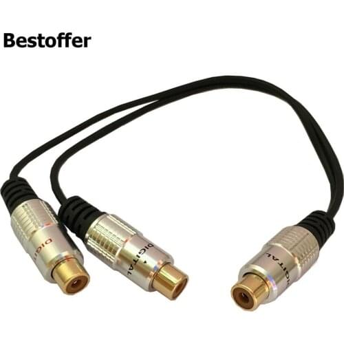 Premium RCA Video Audio Y-splitter Cable 1 Female to 2 RCA Female 25cm Gold Plated
