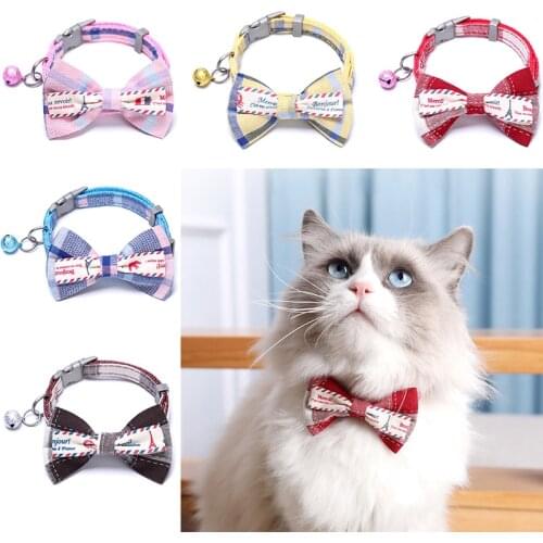 1pc Candy Color Adjustable Bow Tie Bell Bowknot Sale Collar Necktie Puppy Kitten Dog Cat Pet Cat Accessories Collar Necklace