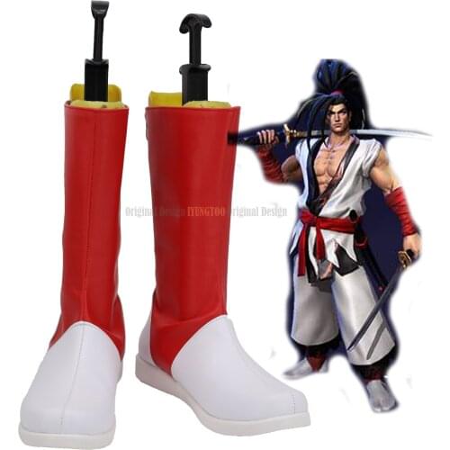 Samurai Shodown Haohmaru Cosplay Boots Red Shoes Custom Made for Unisex