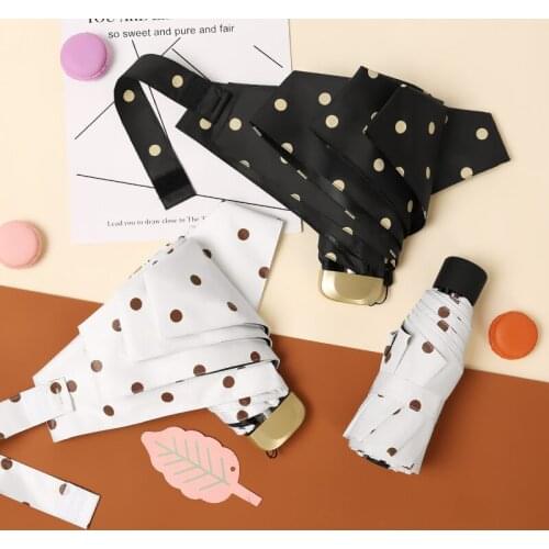 5 Folding Dot Umbrellas Black Coating Sunscreen Anti-UV Sunny Rainy Umbrella Men Women Dual-use Umbrellas