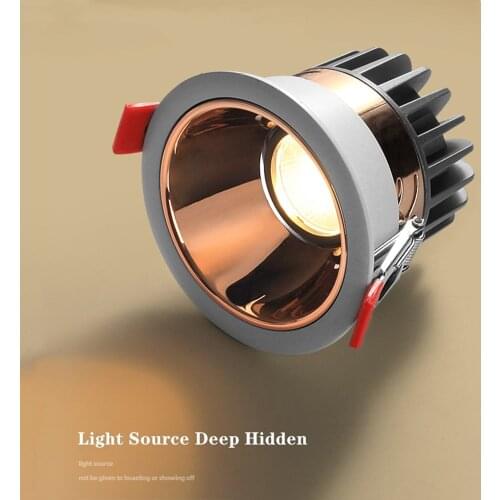 Anti-Glare Downlight7W 12W 15W Dimmable LED lamp Recessed Spotlight Warm White Natural Cool White Light AC85-265 Indoor lighting